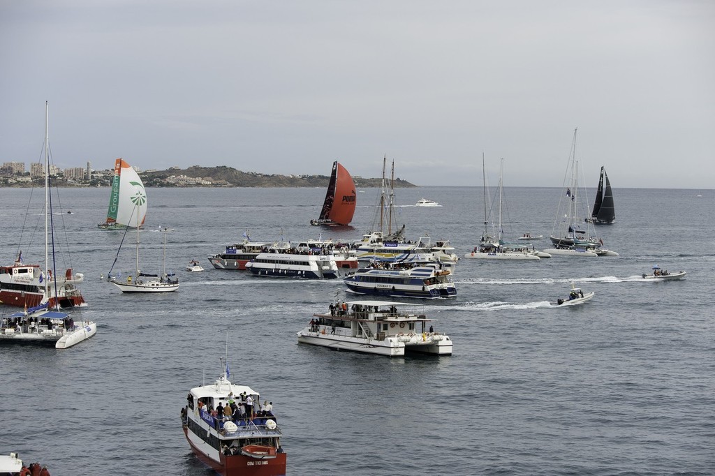 The fleet of Volvo Open 70’s compete in the Iberdrola In-Port Race in Alicante. The first points for the Volvo Ocean Race 2011-12.  - Inport Race - Alicante - Volvo Ocean Race photo copyright Paul Todd/Volvo Ocean Race http://www.volvooceanrace.com taken at  and featuring the  class