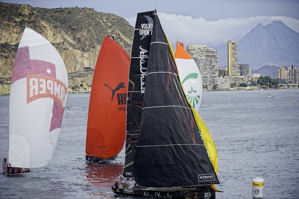 The fleet of Volvo Open 70’s compete in the Iberdrola In-Port Race in Alicante. The first points for the Volvo Ocean Race 2011-12.  - Inport Race - Alicante - Volvo Ocean Race photo copyright Paul Todd/Volvo Ocean Race http://www.volvooceanrace.com taken at  and featuring the  class
