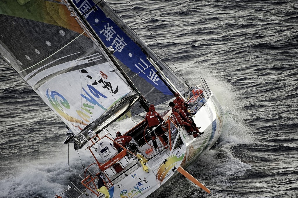 Team Sanya, skippered by Mike Sanderson from New Zealand at the start of leg 1 of the Volvo Ocean race 2011-12 from Alicante, Spain to Cape Town, South Africa. (Photo Credit must read: Paul Todd/Volvo Ocean Race) photo copyright Paul Todd/Volvo Ocean Race http://www.volvooceanrace.com taken at  and featuring the  class
