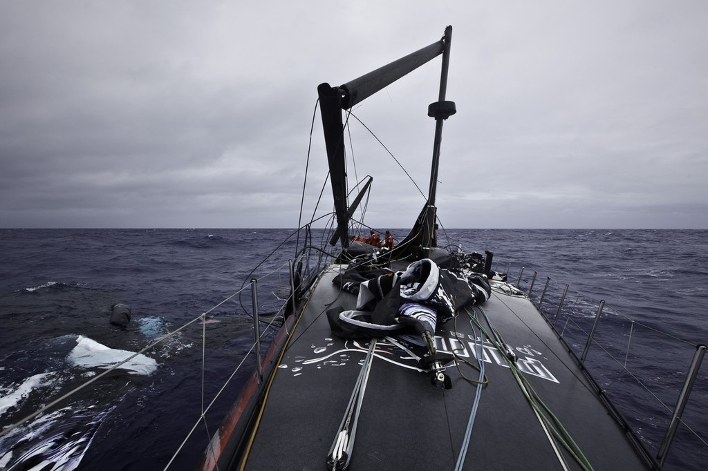 PUMA Ocean Racing powered by BERG, skippered by Ken Read from the USA has suffered a broken mast on the first leg of the Volvo Ocean Race 2011-12, which began 17 days ago from Alicante, Spain. The rig onboard PUMAÕs Mar Mostro failed at around 15:00 UTC in the southern Atlantic Ocean, about 2,150 nautical miles from Cape Town, South Africa. (Credit: Amory Ross/PUMA Ocean Racing/Volvo Ocean Race) photo copyright Amory Ross/Puma Ocean Racing/Volvo Ocean Race http://www.puma.com/sailing taken at  and featuring the  class