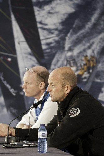 Abu Dhabi Ocean Racing skipper Ian Walker from the UK at the press conference after Abu Dhabi Ocean Racing’s yacht Azzam, returns to Alicante, Spain after the mast broke in rough weather on the first day of racing on leg 1 of the Volvo Ocean Race 2011-12.  © Tim Stonton/Volvo Ocean Race
