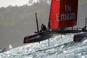 AMERICA'S CUP WORLD SERIES, PLYMOUTH, UK, SEPTEMBER 15TH 2011: Emirates Team New Zealand - AC45 - the fleet race of the AC World Series day 5, Plymouth, UK.  - America's Cup World Series Plymouth - Day 5 photo copyright Chris Schmid/ Eyemage Media (copyright) http://www.eyemage.ch taken at  and featuring the  class