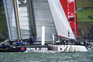 AMERICA'S CUP WORLD SERIES, PLYMOUTH, UK, SEPTEMBER 17TH 2011: Team Korea - AC45 - the fleet race of the AC World Series day 6, Plymouth, UK.  - America's Cup World Series Plymouth - Day 6 photo copyright Chris Schmid/ Eyemage Media (copyright) http://www.eyemage.ch taken at  and featuring the  class