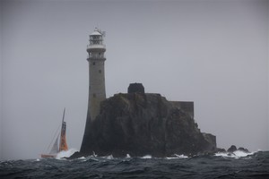 Vincent Riou&rsquo;s PRB rounding Fastnet Rock, 2011 Rolex Fastnet Race photo copyright  Rolex/Daniel Forster http://www.regattanews.com taken at  and featuring the  class