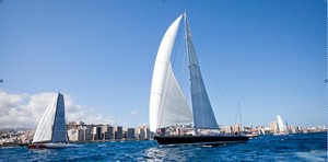 Rayon Vert and Oceans Seven2 cross the ARC2011 start line in Las Palmas © World Cruising Club. Photo James Mitchell photo copyright  SW taken at  and featuring the  class
