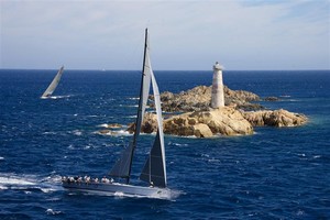 Andres Soriano's ALEGRE turning the lighthouse off Porto Cervo - Maxi Yacht Rolex Cup 2011 photo copyright  Rolex / Carlo Borlenghi http://www.carloborlenghi.net taken at  and featuring the  class