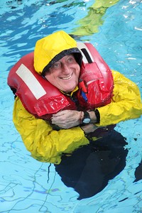 Back in the pool, John Donati does his cherub impersonation as he demonstrates the solo huddle.... - ORCV Safety and Training photo copyright  John Curnow taken at  and featuring the  class