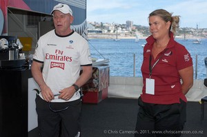 Emirates Team New Zealand CEO Grant Dalton and Dalia Saliamonas from CAMPER at the announcement that CAMPER will sponsor the America's Cup team. 6/8/2011 - - Practice Day, Cascais - America's Cup World Series 2011 photo copyright Chris Cameron/ETNZ http://www.chriscameron.co.nz taken at  and featuring the  class
