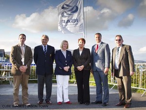 Front Left to Right: Opening Ceremony Deputy Mayor, Cork County Council, Cllr. Dermot Sheehan Vice President of ISAF, Tomasz Holc, President of the Irish Sailing Association, Ms Niamh McCutcheon Theresa White, Assistant County Manager  Chairman of Organising Committe, Tim O&rsquo;Connor Chairman of the Western Committee Cork County Council, Cllr. Declan Hurley - ISAF Team Racing Worlds 2011 photo copyright  Jason Town | Cube Images taken at  and featuring the  class