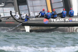 ORACLE Racing Spithill and Team Korea - America's Cup World Series Plymouth 2011 - America's Cup World Series 2011 Plymouth photo copyright Ingrid Abery http://www.ingridabery.com taken at  and featuring the  class