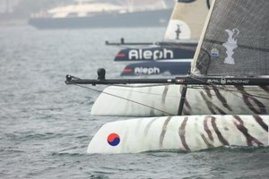 Korea and Aleph bow to bow photo copyright ACEA - Photo Gilles Martin-Raget http://photo.americascup.com/ taken at  and featuring the  class
