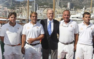 The King of Spain Juan Carlos visit  the new restaured 15 meter Class Hispania at the Monaco Yacht Club. - Monaco Yacht Show 2011 photo copyright Carlo Borlenghi http://www.carloborlenghi.com taken at  and featuring the  class