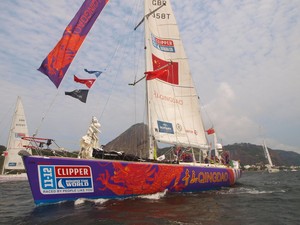 Qingdao in the Clipper 11-12 Race fleet parade of sail in Rio de Janeiro.
 photo copyright Daniel Zeppe/onEdition taken at  and featuring the  class