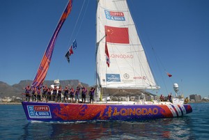 Qingdao in the Parade of Sail in Cape Town, South Africa, at the start of Race 4 - Clipper 11-12 Round the World Yacht Race photo copyright Bruce Sutherland/onEdition taken at  and featuring the  class