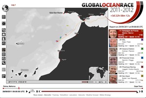 The leaders are about halfway from Gibraltar to the Canary Islands - Day 4, Leg 1, Global Ocean Race - 2011 photo copyright Global Ocean Race http://globaloceanrace.com taken at  and featuring the  class