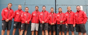 UK, Hamble. 6th August 2011. Skipper Mike Sanderson and the crew of Team Sanya in the Volvo Ocean Race 2011-12 photo copyright Tim Stonton/Volvo Ocean Race taken at  and featuring the  class