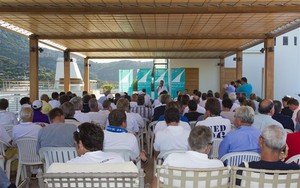 Skippers Briefing at the YCCS Upper Terrace - Maxi Yacht Rolex Cup 2011 photo copyright  Rolex / Carlo Borlenghi http://www.carloborlenghi.net taken at  and featuring the  class