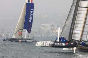 White Tiger stalks Aleph photo copyright ACEA - Photo Gilles Martin-Raget http://photo.americascup.com/ taken at  and featuring the  class