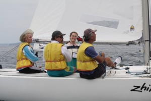Youngest crew on the water, 12-year-old Tiana Wittey sailing with her dad on board Yandoo XX - Zhik Etchells NSW Championship 2011 photo copyright Damian Devine taken at  and featuring the  class