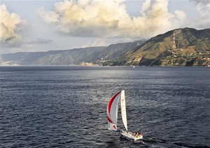PATRICIA II, ITA, exiting the Strait of Messina - Rolex Middle Sea Race 2011 photo copyright  Rolex/ Kurt Arrigo http://www.regattanews.com taken at  and featuring the  class