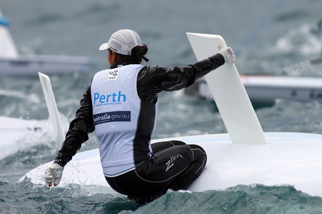Perth, WA - December 7: Sayoko Harada, Laser Radial December 7, 2011 off Fremantle, Australia. (Photo by Alastair Hyde-Tetley)

?Perth 2011 ISAF Sailing World Championships, 3rd-18th December 2011.?
Perth 2011 image. ??For further information please contact richard@oceanimages.co.uk
+44 7850 913500
+61 478 221797??
© Alastair Hyde-Tetley. Image copyright free for editorial use. This image may not be used for any other purpose without the express prior written permission of Richard Langdon.? photo copyright Alastair Hyde-Tetley/Perth 2011 taken at  and featuring the  class