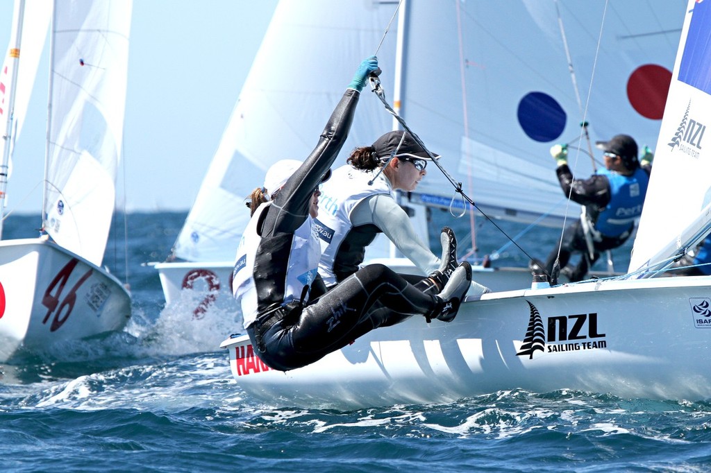 ISAF Sailing World Championship. NZL Jo Aleh and Olivia Powrie © Alex Ocean Images