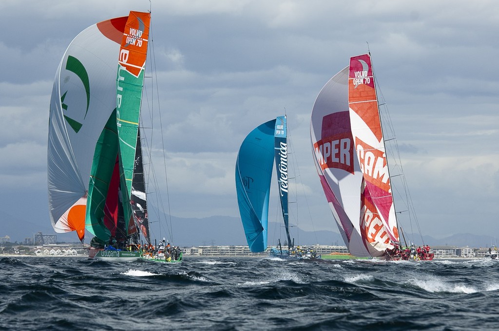 Start of the Cape Town in Port race of the Volvo Ocean Race 2011 - 2012. 10/12/2011 photo copyright Emirates Team New Zealand http://www.etnzblog.com taken at  and featuring the  class