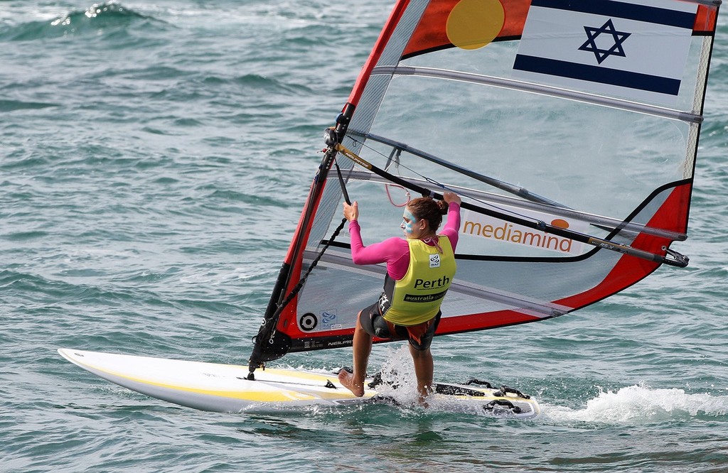 PERTH, AUSTRALIA - DECEMBER 11: Lee Korzits of Israel competes on day 9 during the Womens RSX medal race of the 2011 ISAF Sailing World Championships on December 11, 2011 in Perth, Australia. (Photo by Paul Kane/Perth 2011) photo copyright Paul Kane /Perth 2011 http://www.perth2011.com taken at  and featuring the  class