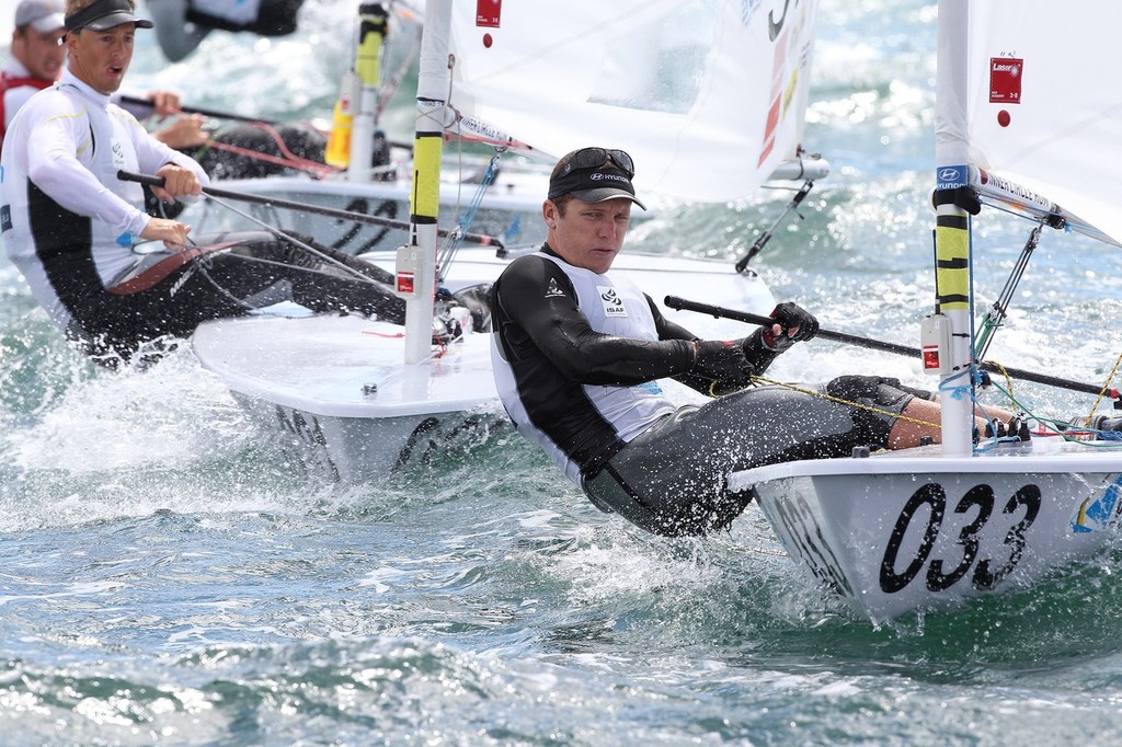 PERTH, AUSTRALIA - DECEMBER 15: Andrew Murdoch of New Zealand competes on day 13 during the Laser - Men's One Person Dinghy event of the 2011 ISAF Sailing World Championships on December 15, 2011 in Perth, Australia. (Photo by Paul Kane/Perth 2011) photo copyright Paul Kane /Perth 2011 http://www.perth2011.com taken at  and featuring the  class