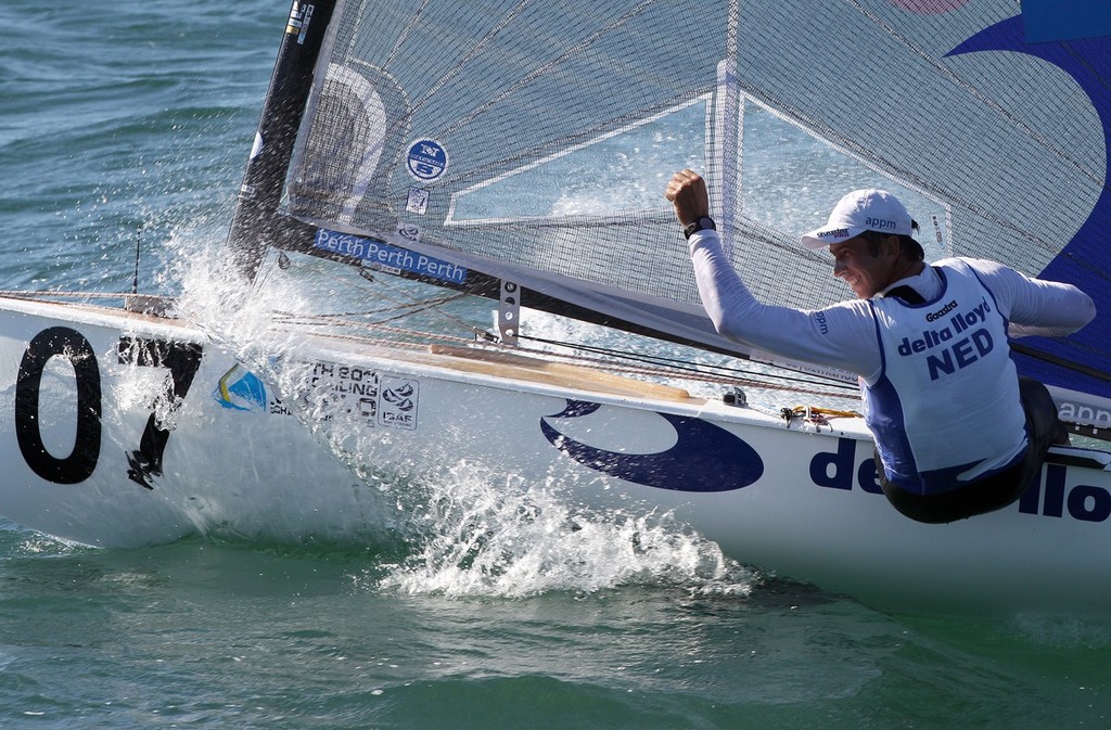 PERTH, AUSTRALIA - DECEMBER 10: Pieter-Jan Postma of the Ndelands competes on day 8 during the Finn gold fleet race of the 2011 ISAF Sailing World Championships on December 10, 2011 in Perth, Australia. (Photo by Paul Kane/Perth 2011) photo copyright Paul Kane /Perth 2011 http://www.perth2011.com taken at  and featuring the  class