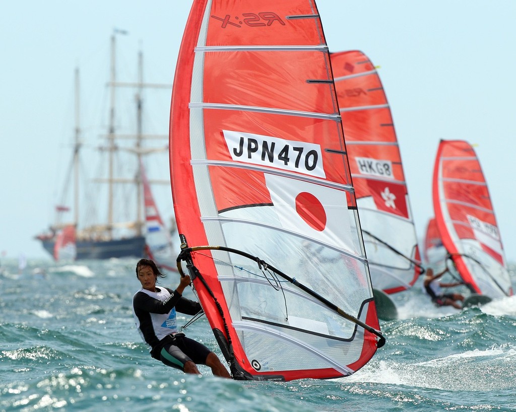 PERTH, AUSTRALIA - DECEMBER 07: Yuki Sunaga of Japan competes on day 5 during the Womens RSX Yellow Fleet Race of the 2011 ISAF Sailing World Championships on December 7, 2011 in Perth, Australia. (Photo by Paul Kane/Perth 2011) photo copyright Paul Kane /Perth 2011 http://www.perth2011.com taken at  and featuring the  class