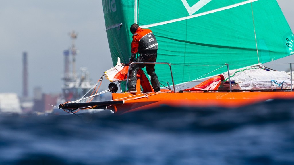 Groupama Sailing Team, skippered by Franck Cammas from France during the V&A Waterfront In-Port Race in Cape Town - Volvo Ocean Race 2011-12 photo copyright Ian Roman/Volvo Ocean Race http://www.volvooceanrace.com taken at  and featuring the  class