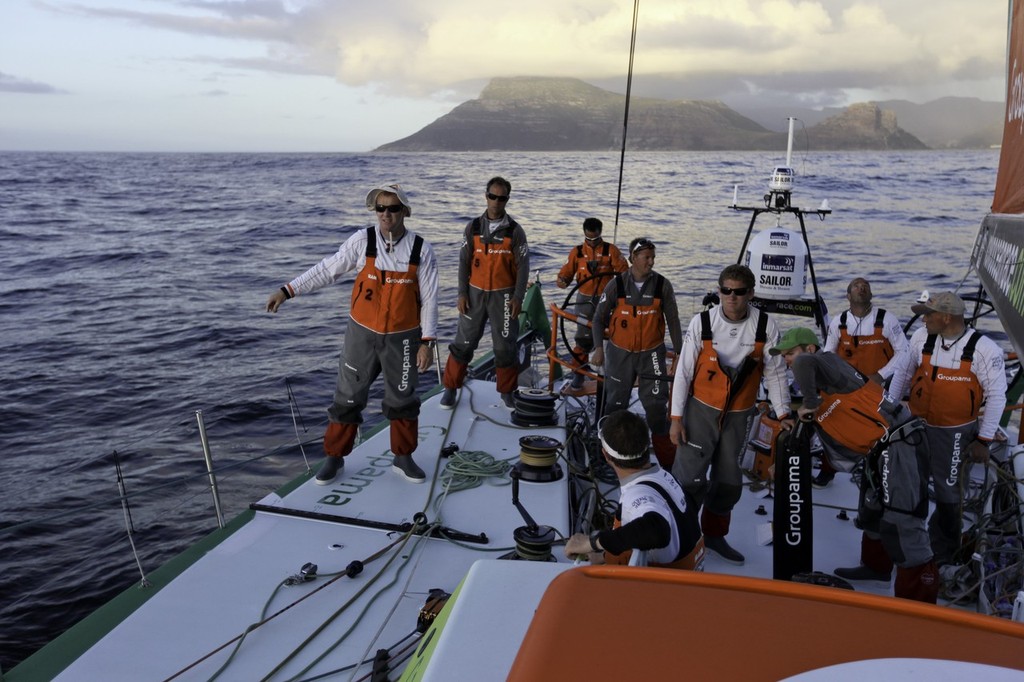 Groupama Sailing Team during leg 2 of the Volvo Ocean Race 2011-12, from Cape Town, South Africa to Abu Dhabi, UAE. (Credit: Yann Riou/Groupama Sailing Team/Volvo Ocean Race) photo copyright Yann Riou/Groupama Sailing Team /Volvo Ocean Race http://www.cammas-groupama.com/ taken at  and featuring the  class