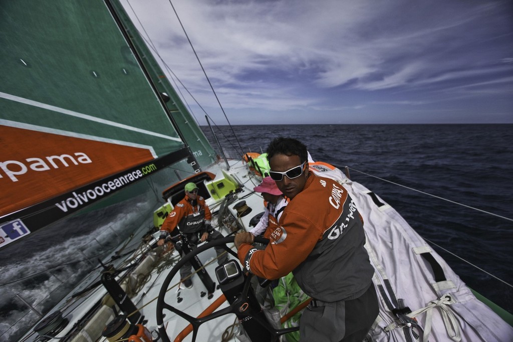 Franck Cammas from France onboard Groupama Sailing Team during leg 2 of the Volvo Ocean Race 2011-12, from Cape Town, South Africa to Abu Dhabi, UAE. (Credit: Yann Riou/Groupama Sailing Team/Volvo Ocean Race) photo copyright Yann Riou/Groupama Sailing Team /Volvo Ocean Race http://www.cammas-groupama.com/ taken at  and featuring the  class
