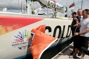 Commonwealth Games 2018 logo being unveiled on Gold Coast Australia  - Clipper Round the World Yacht Race 2011-12 photo copyright Clipper Round The World Yacht Race http://www.clipperroundtheworld.com taken at  and featuring the  class