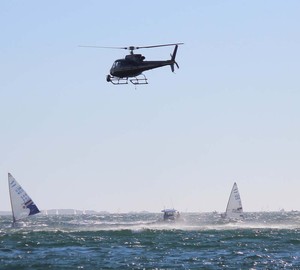 Helicopter and TV boats in action Fremantle - ISAF World Sailing Championships photo copyright Robert Deaves/Finn Class http://www.finnclass.org taken at  and featuring the  class