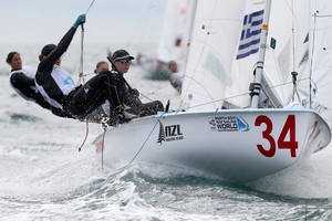 PERTH, AUSTRALIA - DECEMBER 13: Jo Aleha and Olivia Powrie of New Zealand compete on day 11 during the 470 women's two person dinghy event of the 2011 ISAF Sailing World Championships on December 13, 2011 in Perth, Australia. (Photo by Paul Kane/Perth 2011) photo copyright Paul Kane /Perth 2011 http://www.perth2011.com taken at  and featuring the  class