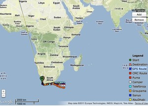 High level fleet location, Day 4, Volvo Ocean Race, Leg 2 photo copyright PredictWind.com www.predictwind.com taken at  and featuring the  class