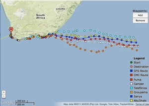 Position reports as at 1156hrs on 16 Decemver 2012 photo copyright PredictWind.com www.predictwind.com taken at  and featuring the  class