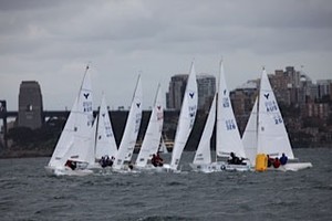 Ynglings racing on Sydney Harbour in the lead up regatta to the world championships next week photo copyright Rob Cruse taken at  and featuring the  class