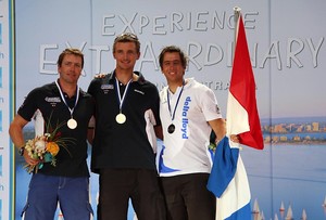 Podium - ISAF Sailing World Championships Perth 2011 photo copyright Robert Deaves/Finn Class http://www.finnclass.org taken at  and featuring the  class