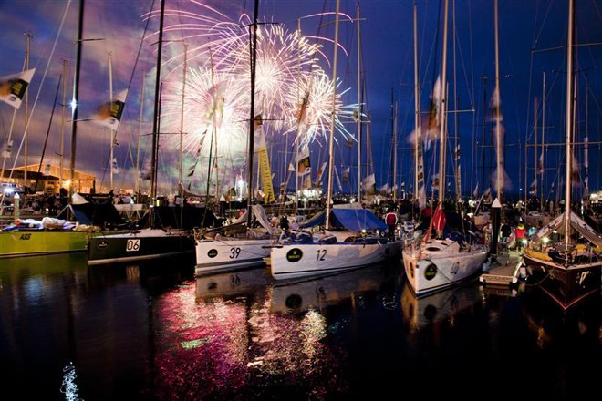 New Year’s fireworks in front of the docks in Hobart  - Rolex Sydney Hobart Yacht Race 2011 ©  Rolex/Daniel Forster http://www.regattanews.com