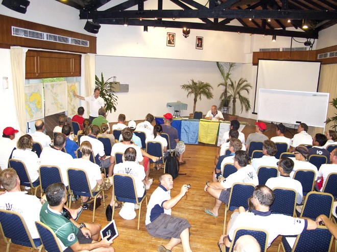 Mount Gay Rum 2012 Neptune Regatta. Skippers’ Briefing. Full House. © Guy Nowell/ Mt Gay Rum Neptune Regatta