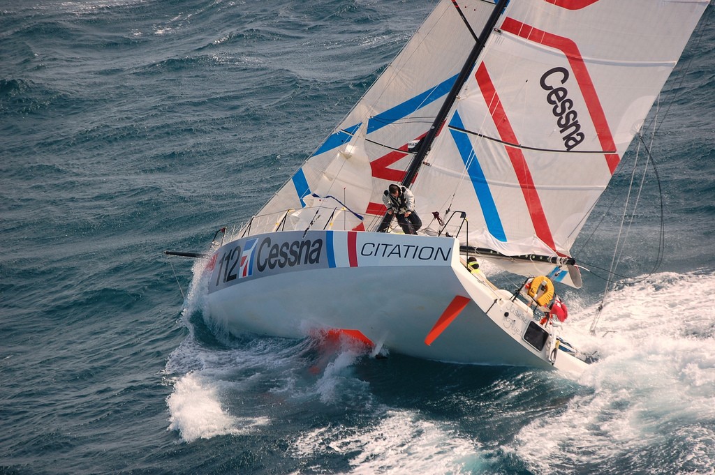 The GOR Class40 fleet cross the Leg 3 start line in Wellington, New Zealand, and head into strong conditions in Cook Strait photo copyright Oliver Dewar /Global Ocean Race http://www.globaloceanrace.com taken at  and featuring the  class