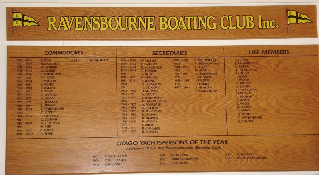 Ravensbourne Boating Club honours board photo copyright Colin Preston taken at  and featuring the  class