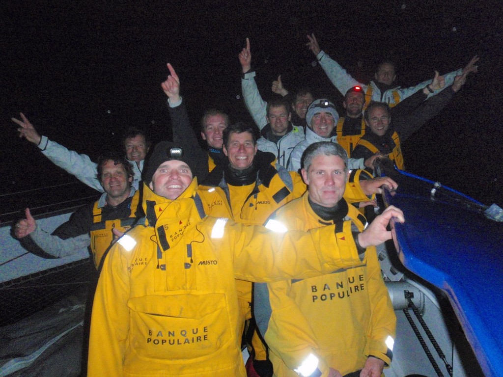 Crew of Maxi Banque Populaire V - Jules Verne Trophy 2011 photo copyright BPCE taken at  and featuring the  class
