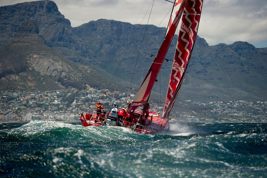 Camper With Emirates Team New Zealand finish leg one of the Volvo Ocean Race in Cape Town second behind Team Telefonica. 27/11/2011 photo copyright Chris Cameron/Volvo Ocean Race www.volvooceanrace.com taken at  and featuring the  class