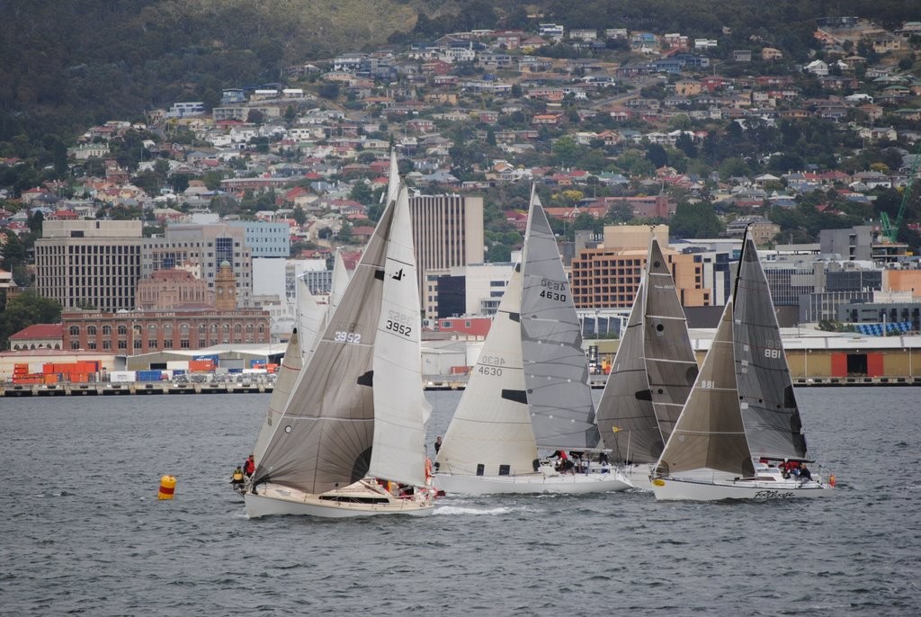 Group 2 yachts jostling at the pin end at the start of Saturday’s Long Race - Hobart Combined Clubs Long Race series photo copyright  Andrea Francolini Photography http://www.afrancolini.com/ taken at  and featuring the  class