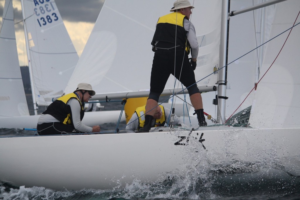 Jud Smith &rsquo;Roulette&rsquo; is in second overall, 3 points behind Smith - Zhik International Etchells Australian Championship 2012 photo copyright Damian Devine taken at  and featuring the  class