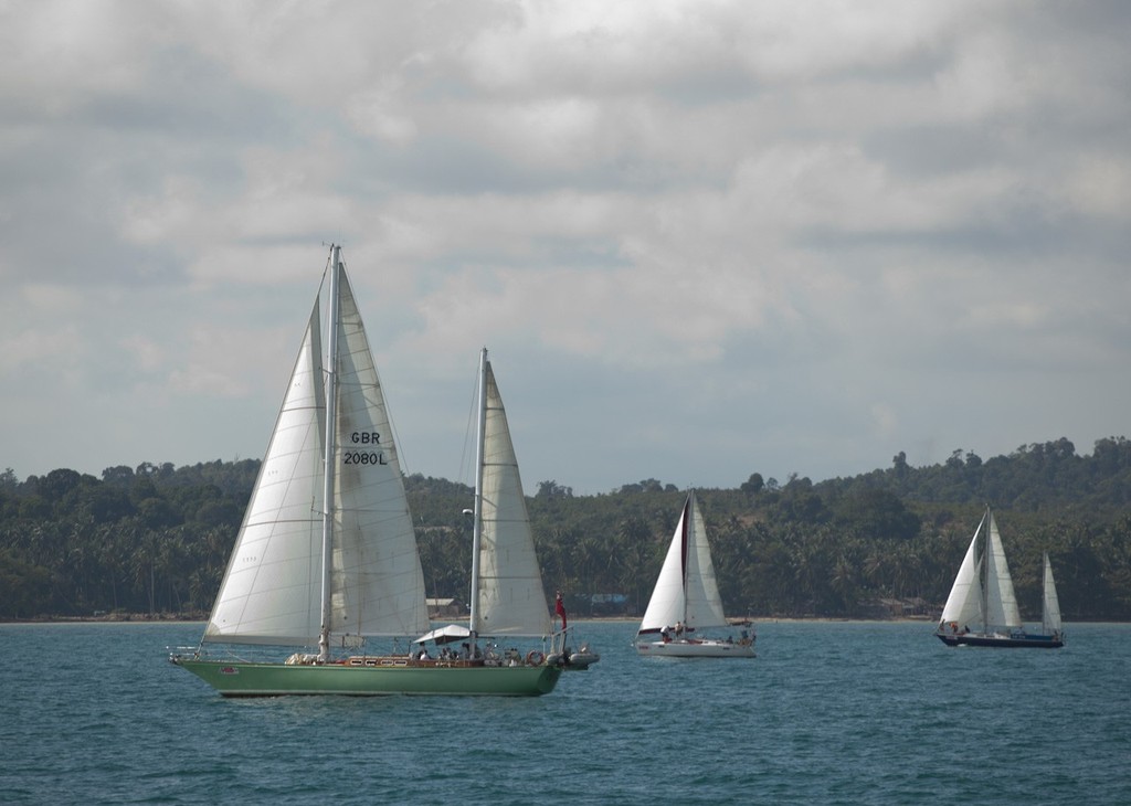 Mount Gay Rum 2012 Neptune Regatta. El Oro leads the Classics along the coast of Batam photo copyright Guy Nowell/ Mt Gay Rum Neptune Regatta taken at  and featuring the  class